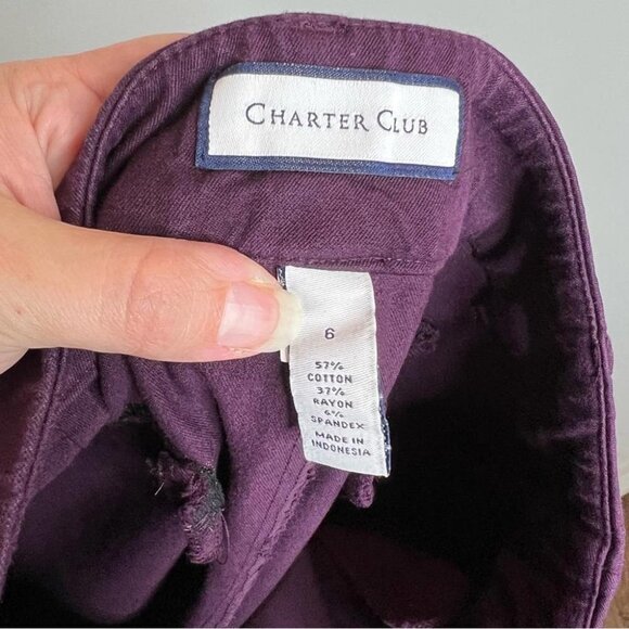 Charter Club Womens Size 6 Purple Plum Cropped Pant Stretch Mid Rise Office Wear - Picture 5 of 10